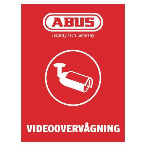 ABUS advarselsklistermærke med kamerasymbol og tekst om videoovervågning
